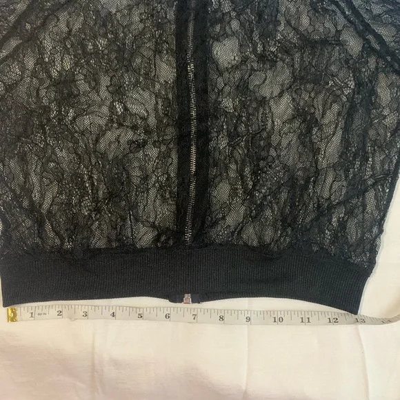 Zara Lace Bomber Jacket black lace small long sleeve - Picture 11 of 12